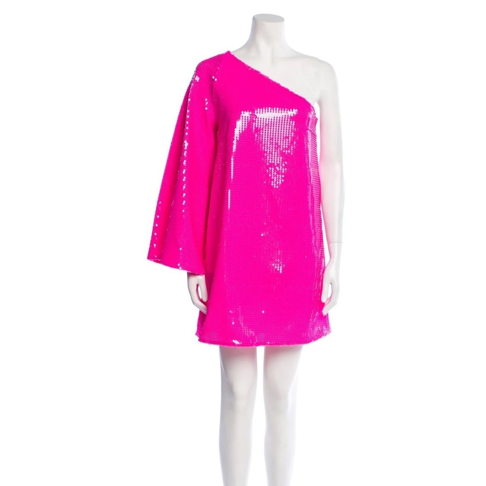 Borgo De‎ Nor One Shoulder Mini Dress Sequin Party Dress Hot Pink Cocktail Mini